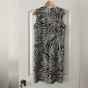Vintage Constance Saunders Black and White Zebra Sheath Dress